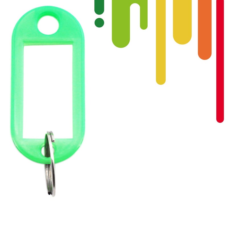 Lind Kitchen 40pcs Green Key Ring Label Tags Plastic Keys Holder and Identifier Name Number Address Information Label Card for Keys ID 5x2.2cm - Image 2